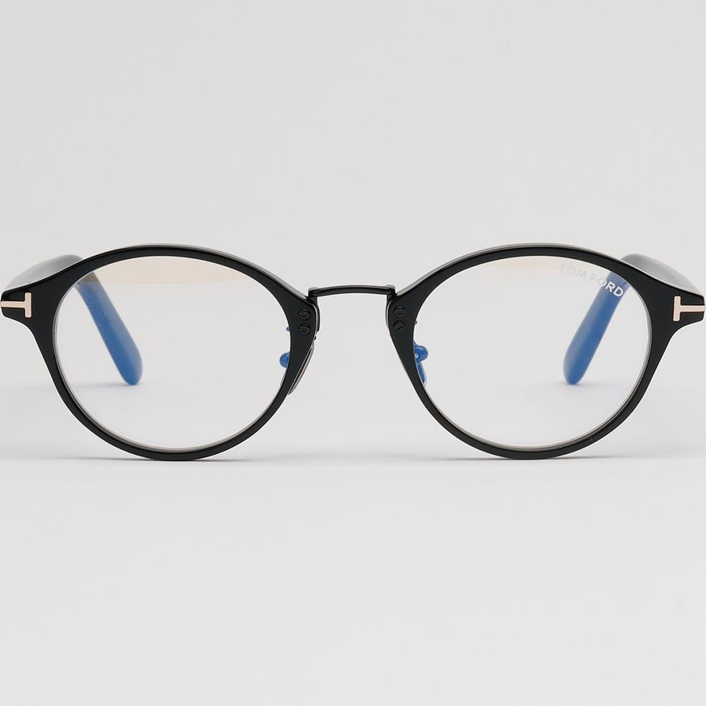 TOM FORD Round Acetate Blue Light Blocking Eyeglasses Asian Fit TF5920DB 001