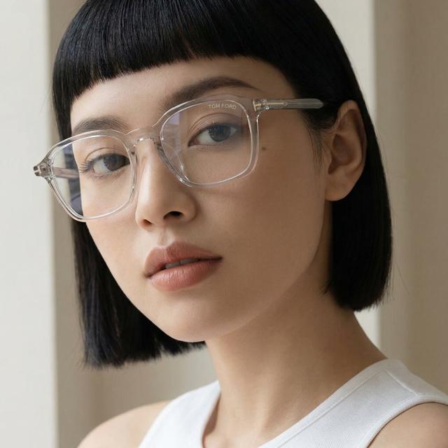 TOM FORD Clear Acetate Blue Light Blocking Unisex Eyeglasses TF6101 DB 020