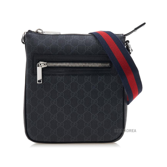 GUCCI Men’s GG Logo Crossbody Bag Black Leather