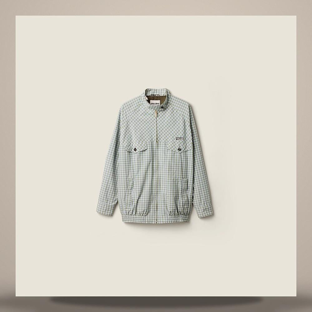 Miu Miu Checked Technical Fabric Blouson Jacket ML1518 196E F073K