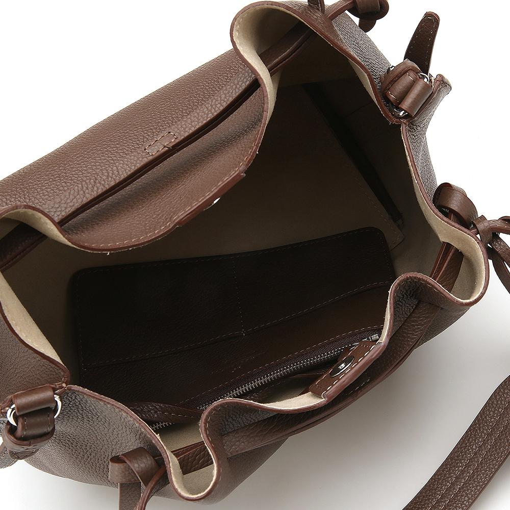 Max Mara Weekend SAVIO Leather Bucket Bag Brown Crossbody
