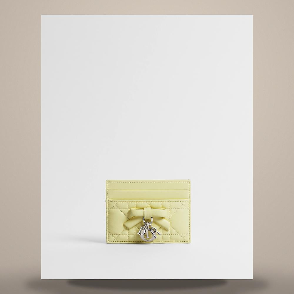 DIOR Lady Dior Mimosa Cannage Lambskin Freesia Card Holder S2604PUQA M51Y