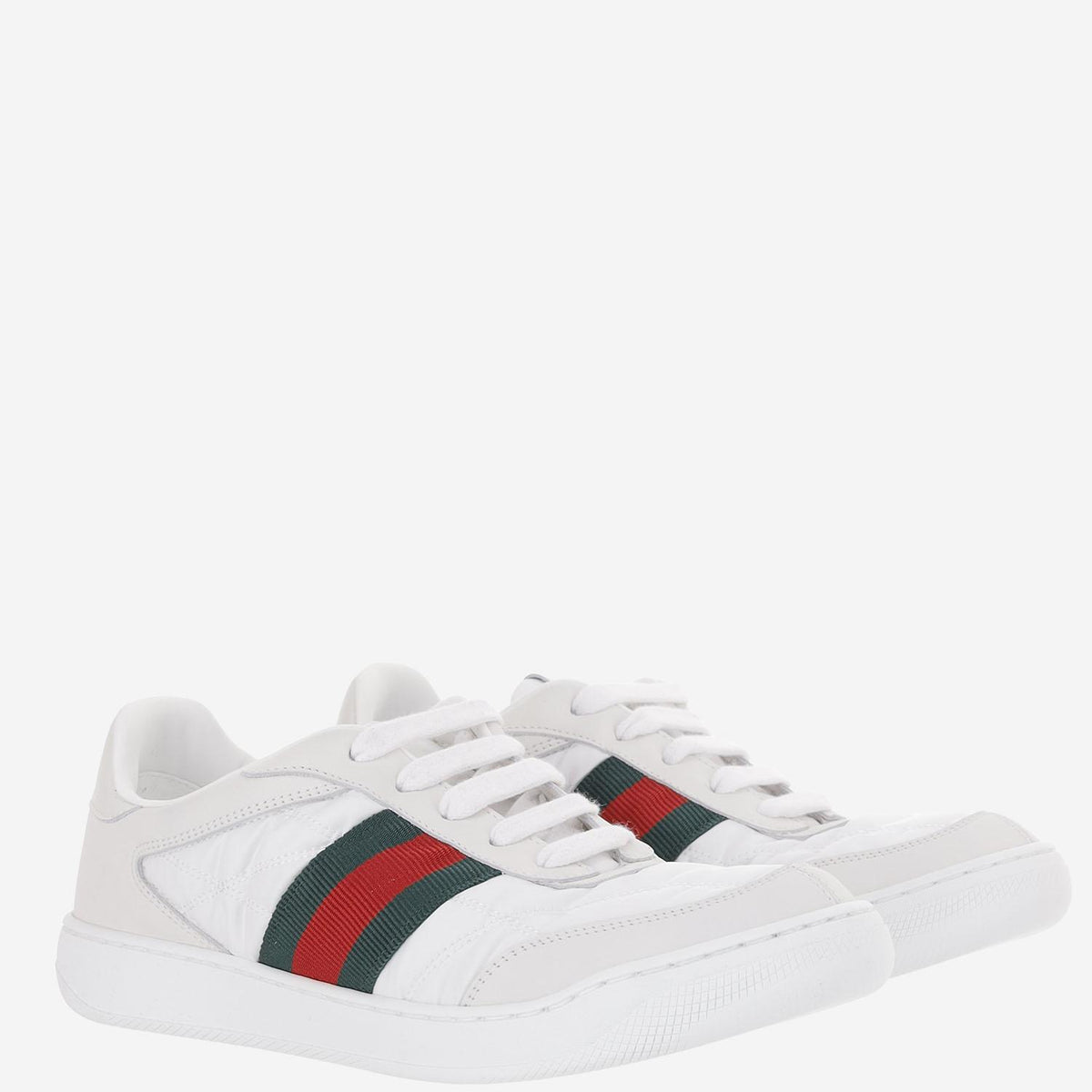 GUCCI White Leather Low-Top Sneakers