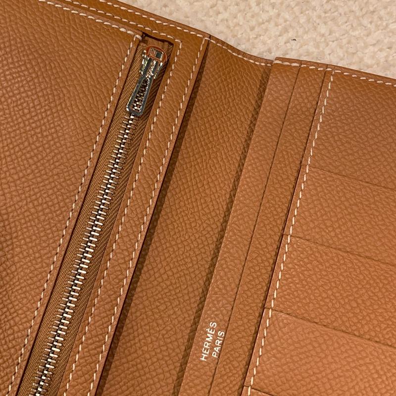 HERMES Bearn Long Wallet Epsom Gold with Palladium Hardware