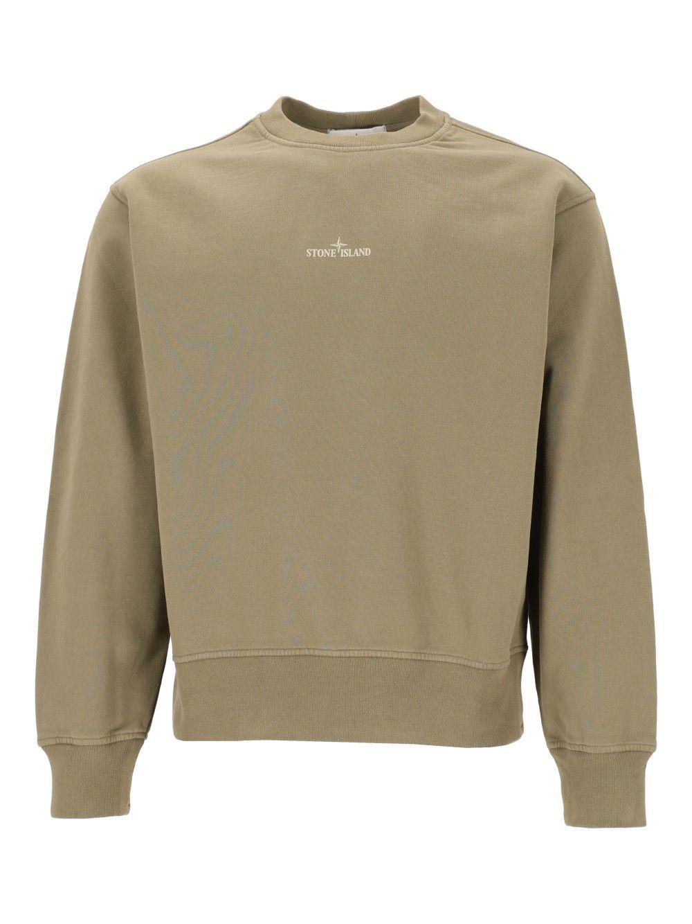 STONE ISLAND Green Cotton Logo Sweatshirt