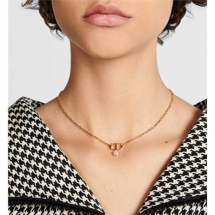 DIOR Gold-Tone Crystal Petit CD Pendant Necklace N1390PTCRS D301