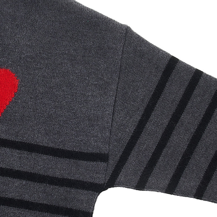 AMI Unisex Big Heart Logo Turtleneck Knit Sweater Gray