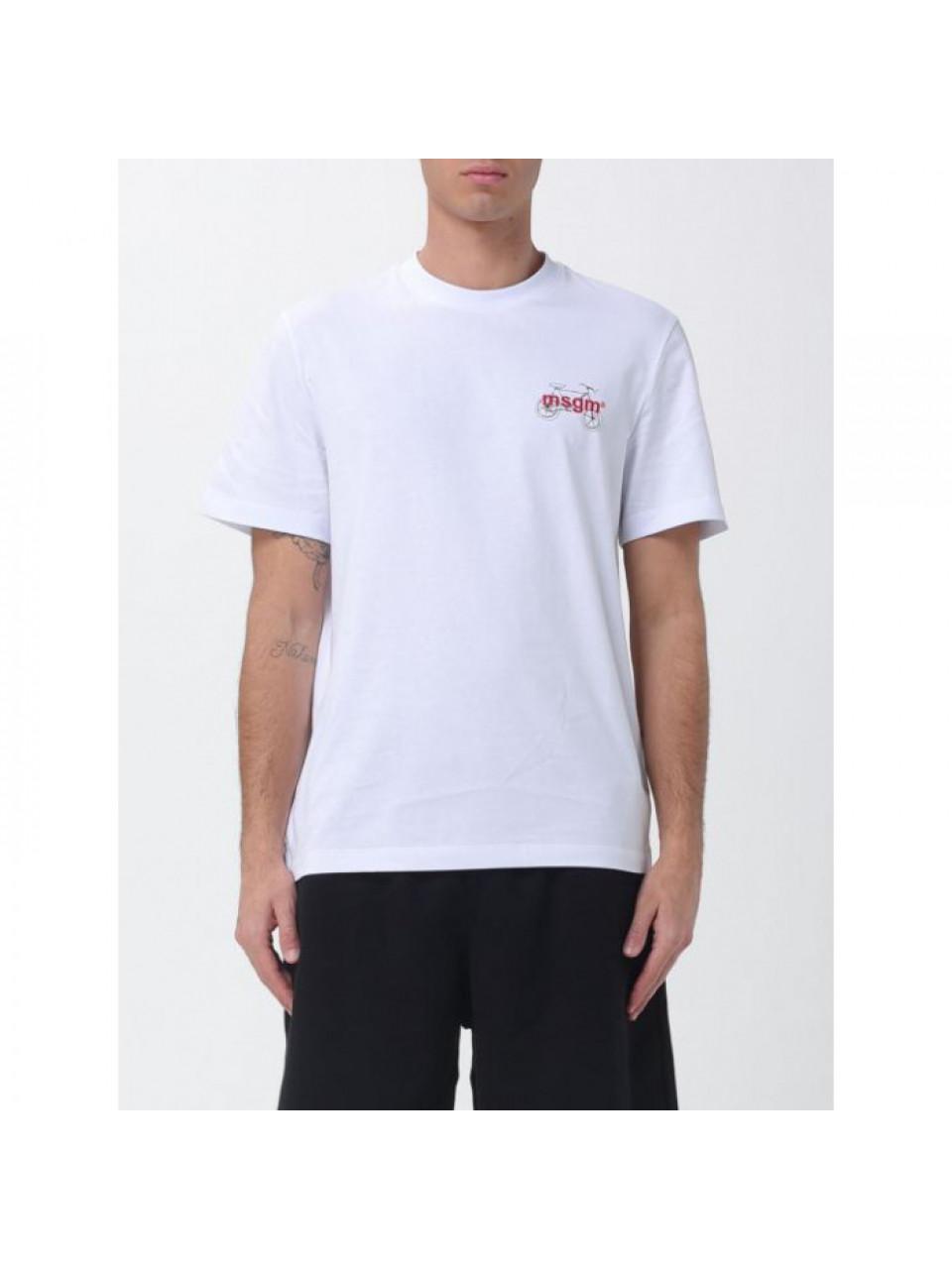 MSGM BIKE Life Graphic Print T-Shirt White Men's Cotton