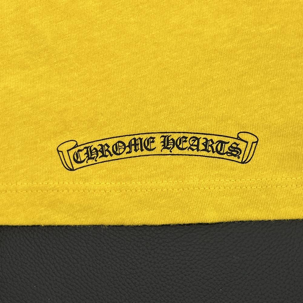 Chrome Hearts Horseshoe Roller Skate Ringer Short Sleeve T-Shirt Yellow Black