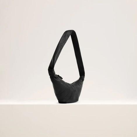 Lemaire Medium Croissant Bag Soft Grained Leather Black Crossbody