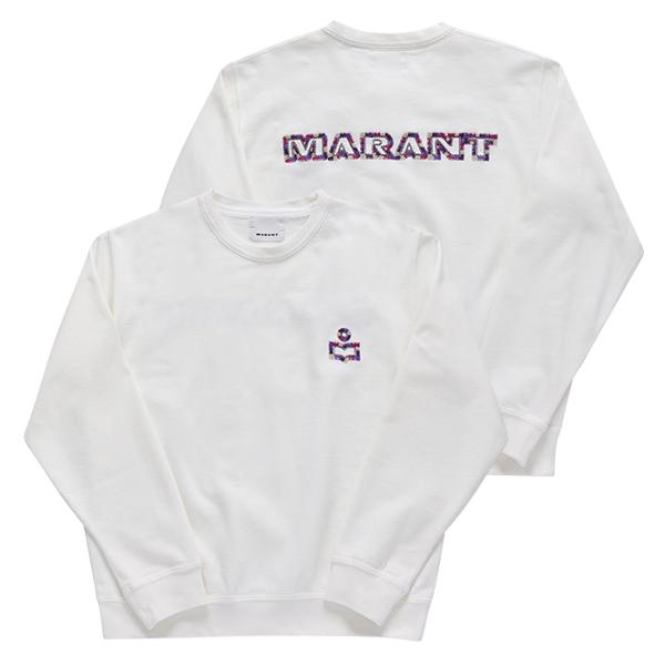 Isabel Marant White Micoe Logo Crewneck Sweatshirt Men’s Cotton