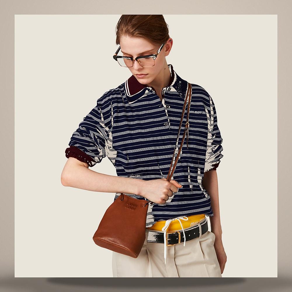 Miu Miu Nappa Leather Mini Crossbody Bag Cream