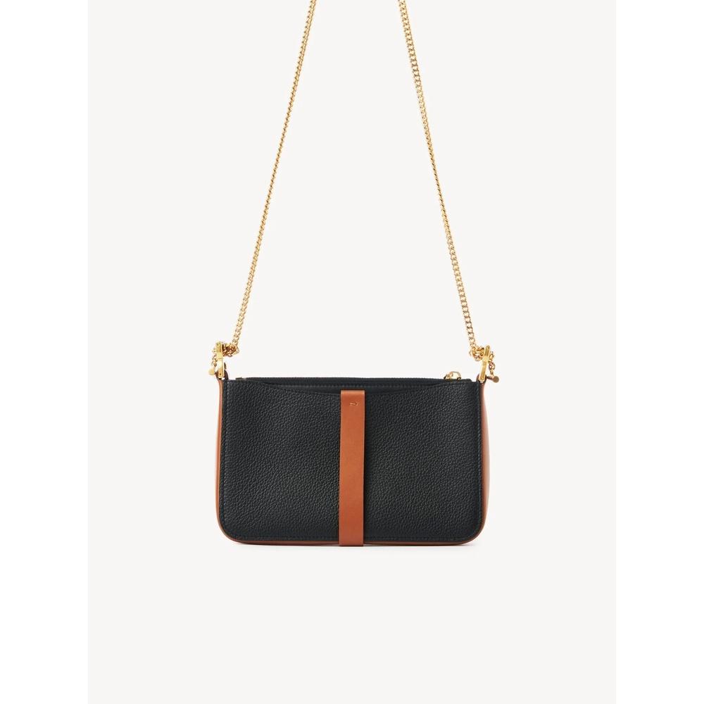 Chloe Marcie Chain Pouch Crossbody Bag Black Leather