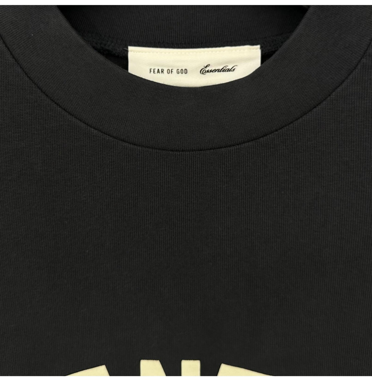 Fear of God Essentials Big Logo Vintage Black Short Sleeve T-Shirt 125SP262001F