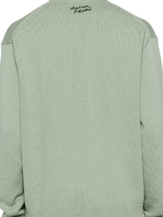 Maison Kitsune Vert de Gris Round Neck Knit Sweater for Men