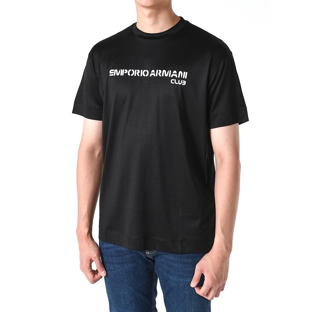 Emporio Armani Embossed Logo Lyocell-Cotton Short Sleeve T-Shirt Black