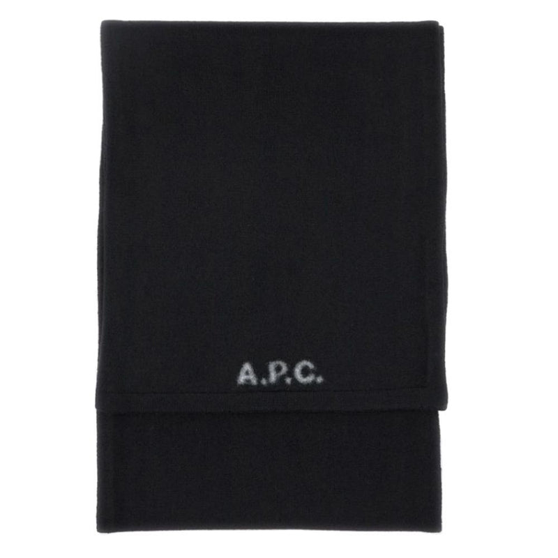 A.P.C. William Logo Wool Scarf Black