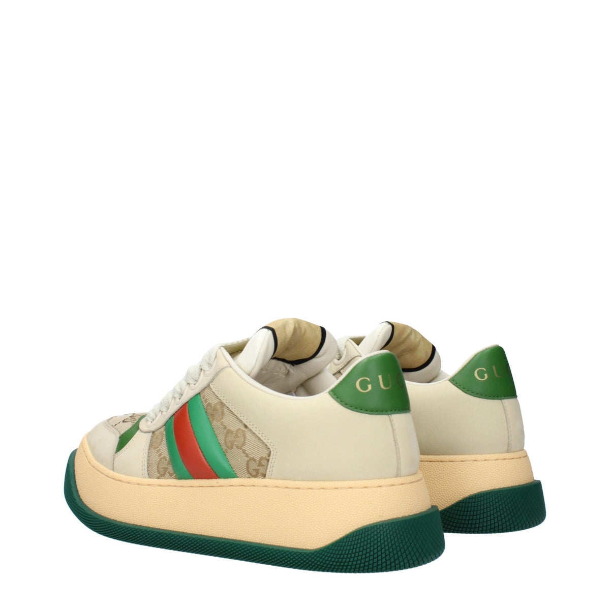 GUCCI White Leather Low-Top Sneakers