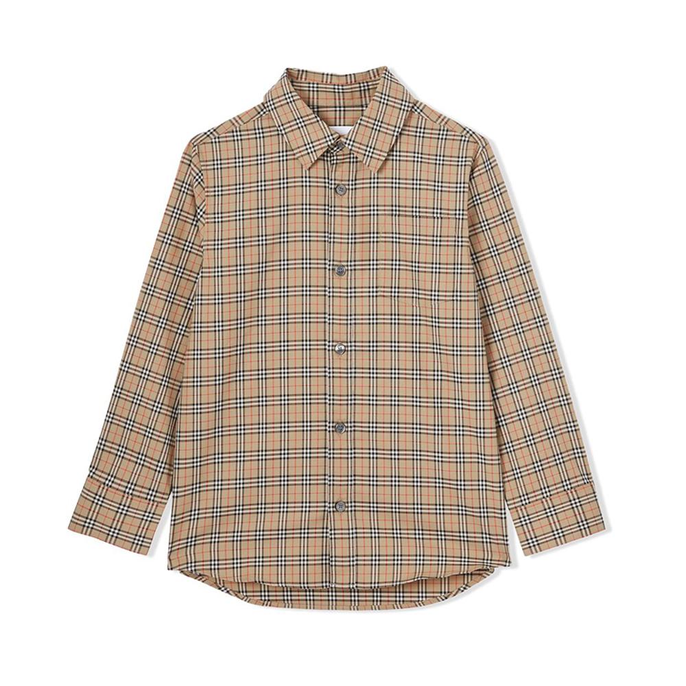 BURBERRY Check Print Long Sleeve Cotton Shirt for Women