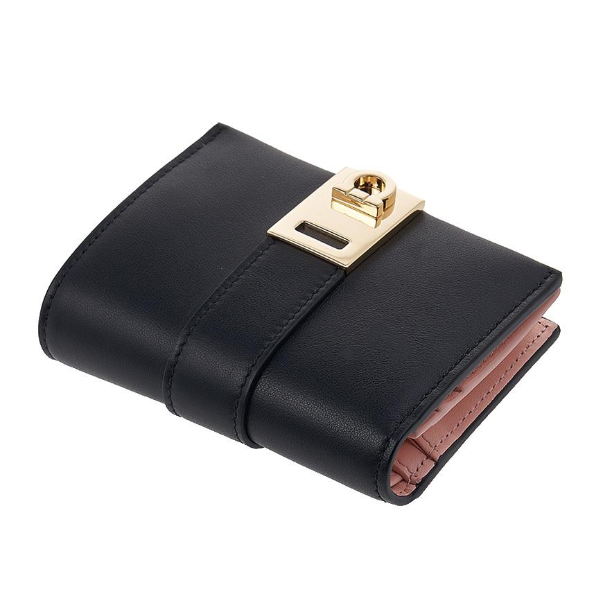 Ferragamo Women’s Hug Compact Bifold Wallet Black Leather 0770850