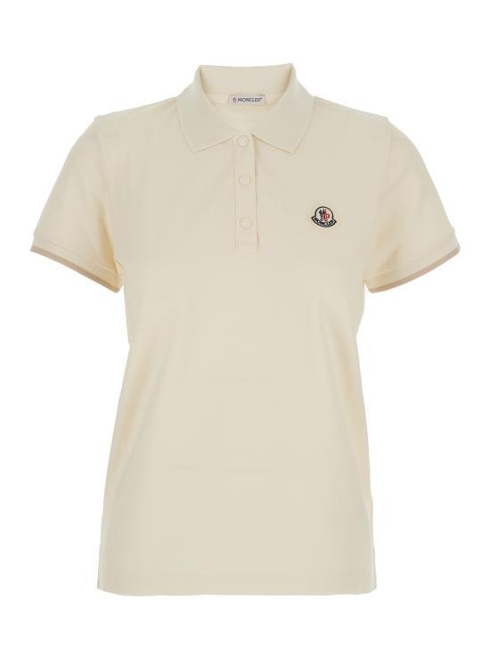 Moncler Logo Patch Cotton Piqué Polo Shirt White Women’s