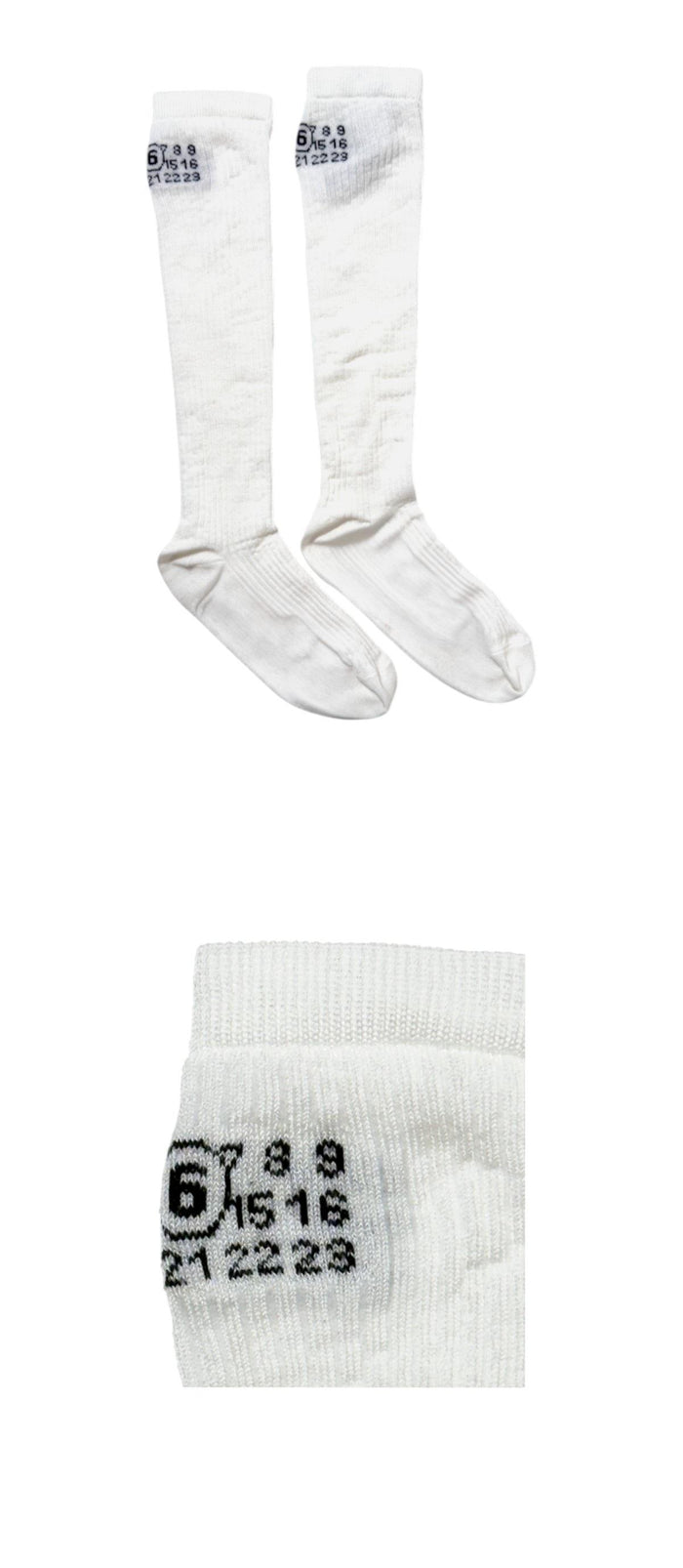 MM6 jacquard logo over-the-knee socks white