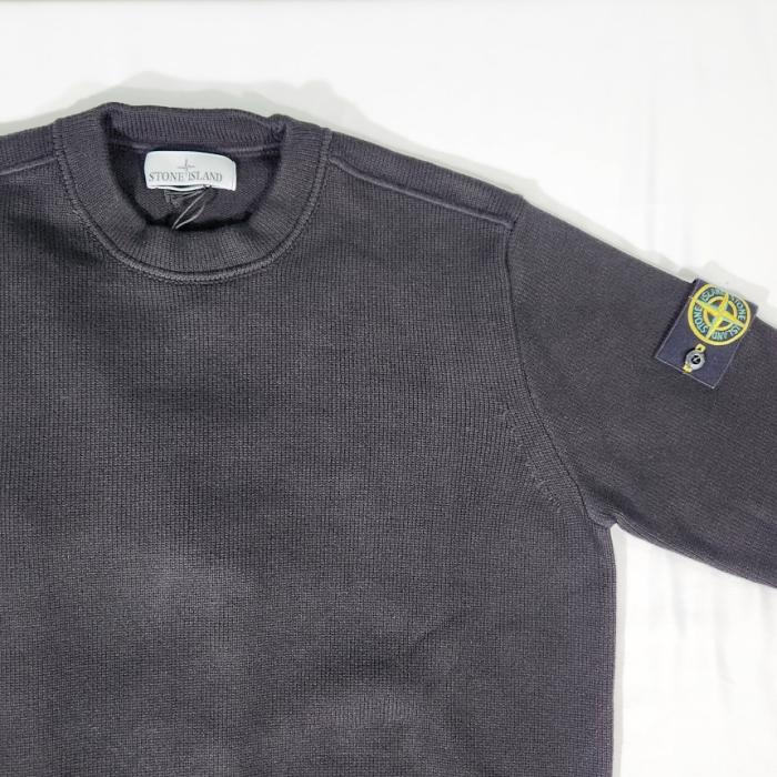 STONE ISLAND Winter Cotton Crewneck Knit Sweater Black Men's