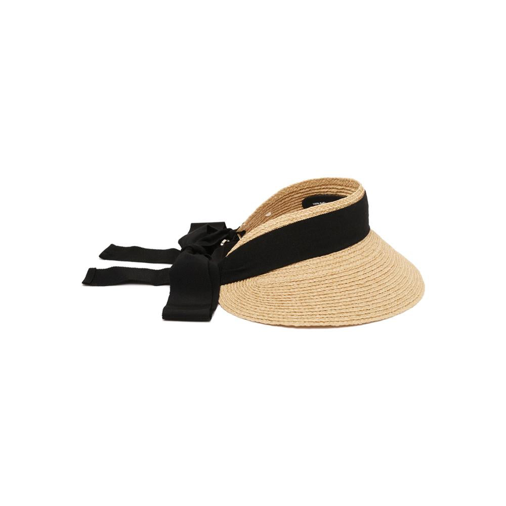 HELEN KAMINSKI Sabina Raffia Visor Hat Natural/Bla HAT51251 SABINA NATURAL BLACK