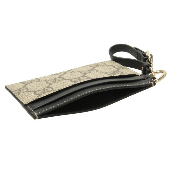 GUCCI GG Emblem Strap Card Case Wallet Ivory Leather