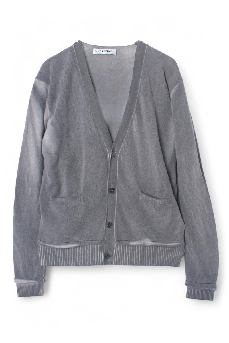 OUR LEGACY Gray Spray Dye Cherub Wool Parallel Cardigan