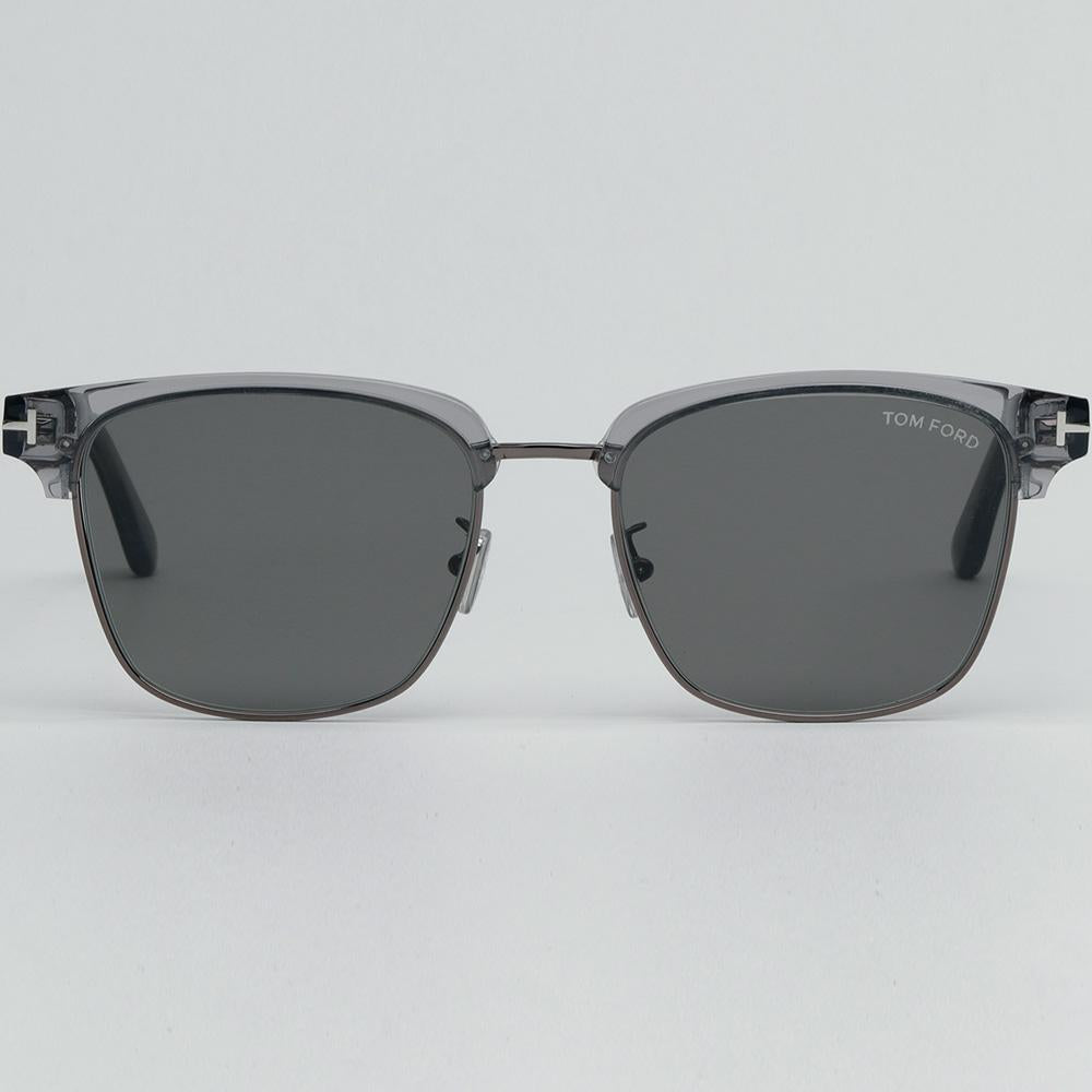 TOM FORD Transparent Gray Half-Rim Square Asian Fit Sunglasses TF1139K 20A