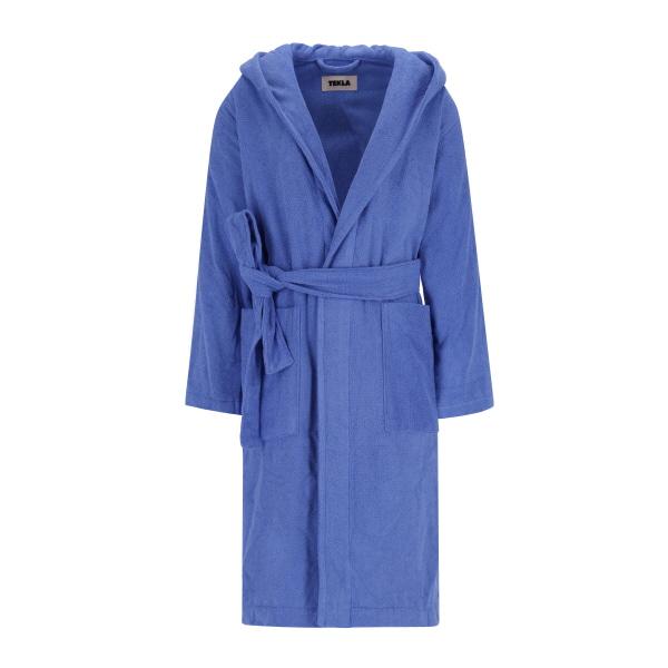 TEKLA Terry Hooded Robe Clear Blue Lounge Bath Gown