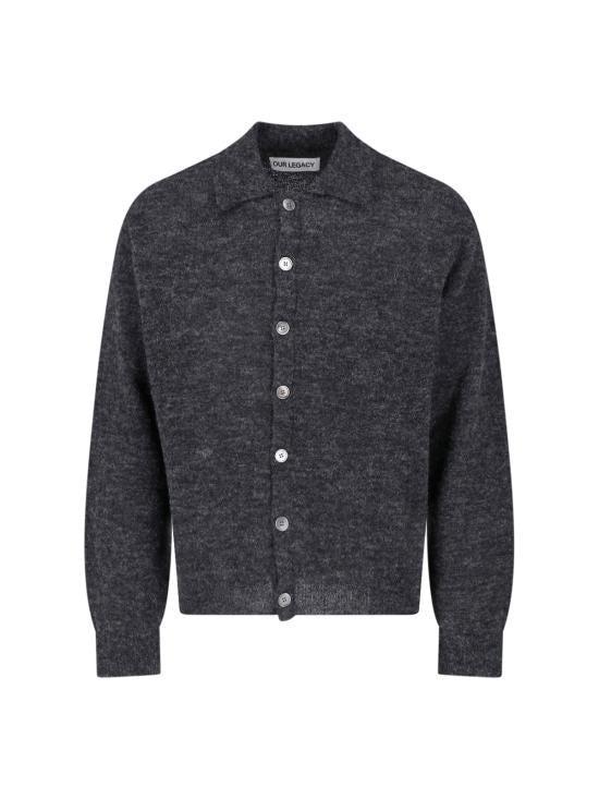 OUR LEGACY Charcoal Melange Fuzzy Alpaca Cardigan