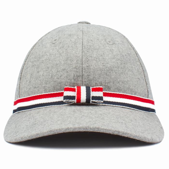 THOM BROWNE Gray Wool Bow Baseball Cap