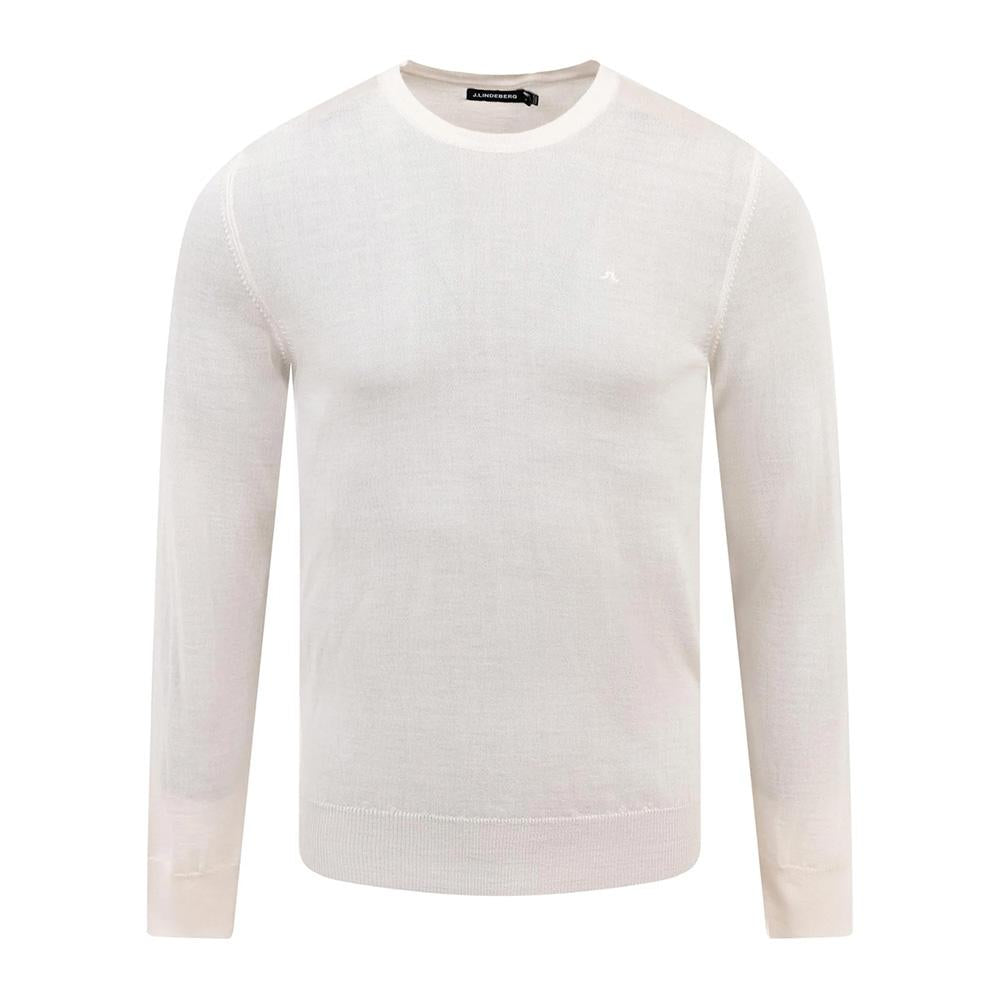 J LINDEBERG Ryle Light Merino Wool Crewneck Sweater White FMKW10345 A003