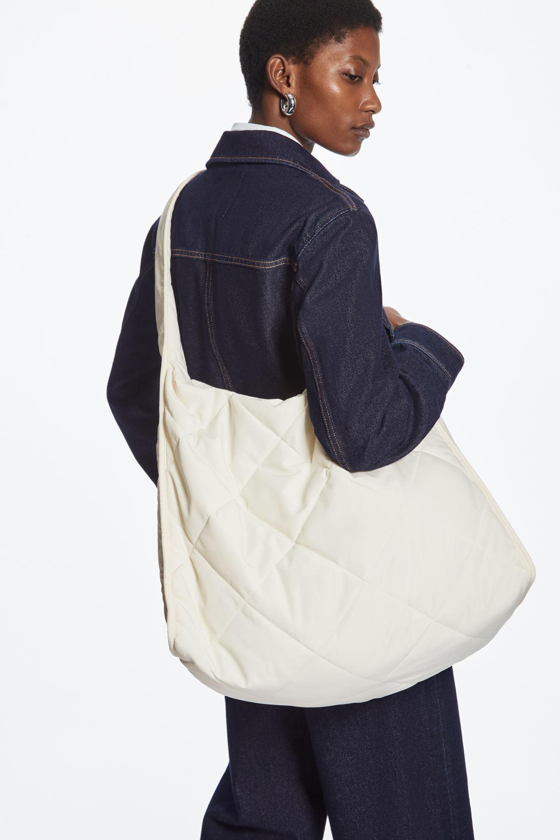 COS Diamond Quilted Oversized Shoulder Bag Cream