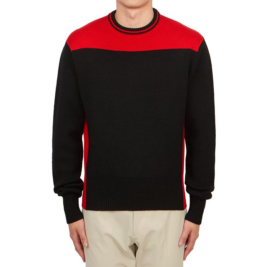 Ferragamo Men’s Round Neck Knit Sweater 12 2167 NERO RED 0765669