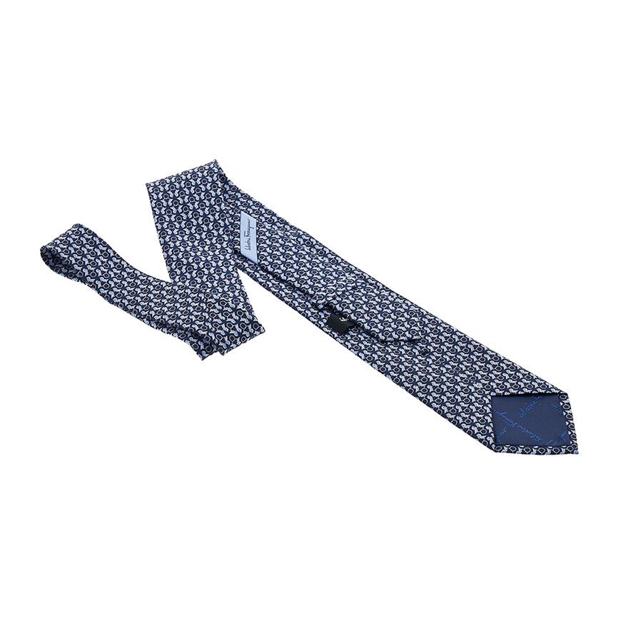 Ferragamo Men’s Bird Print Silk Tie 35 0813 NAVY 0757902