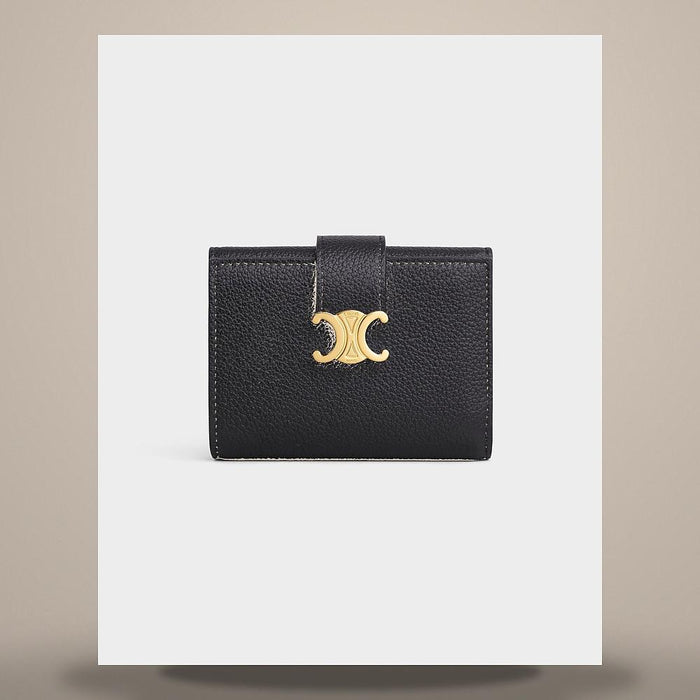 CELINE Fine Strap Wallet Supple Grained Calfskin Citrus Card Holder