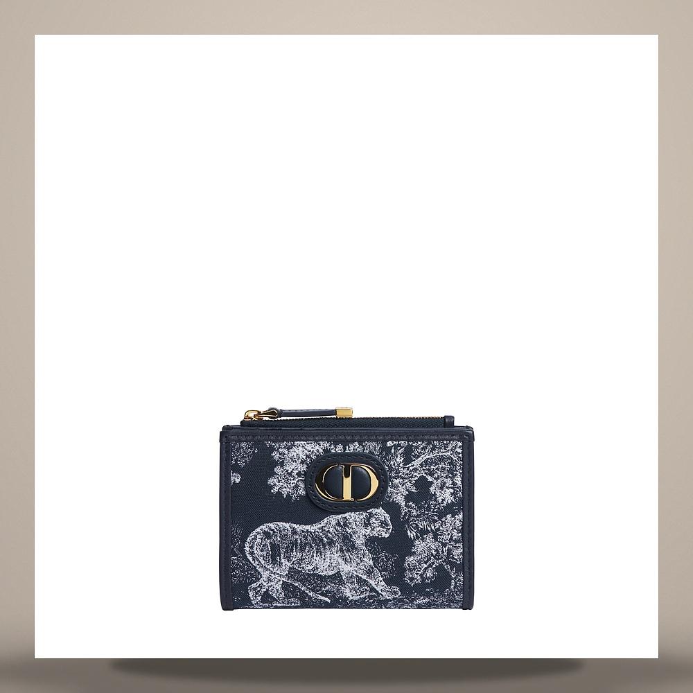 DIOR 30 Montaigne Dahlia Blue Toile de Jouy Reverse Jacquard Card Holder