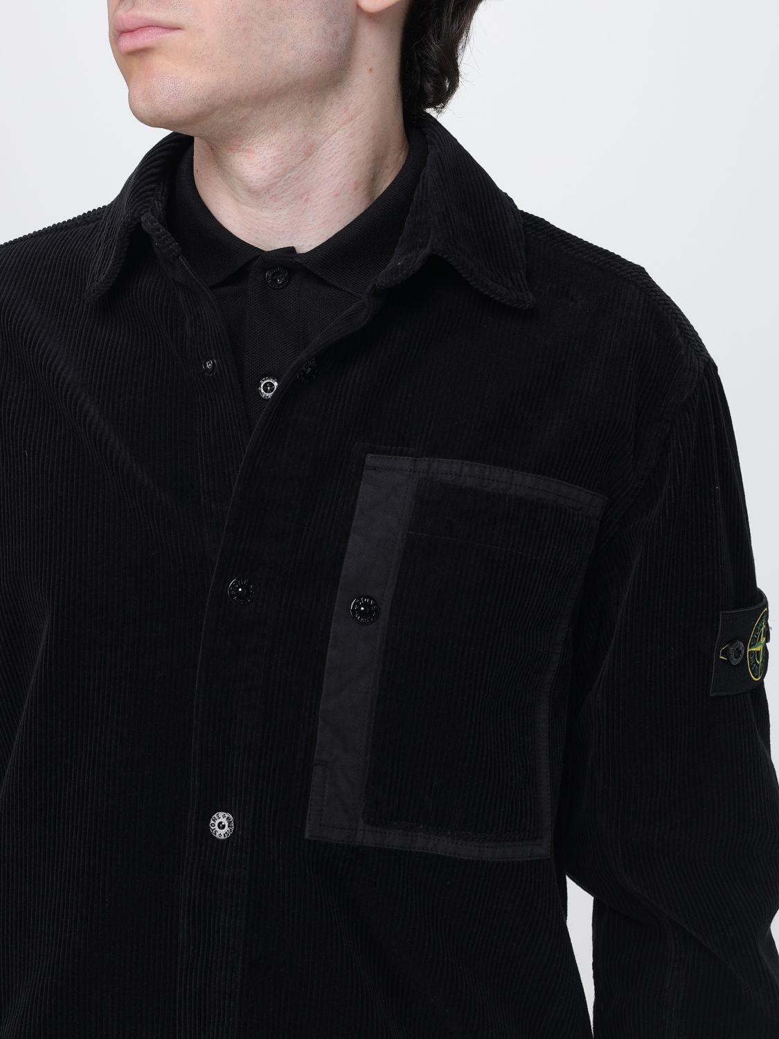 STONE ISLAND Black Cotton Long Sleeve Shirt