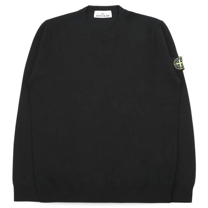 STONE ISLAND Light RWS Wool Crewneck Sweater Black Men