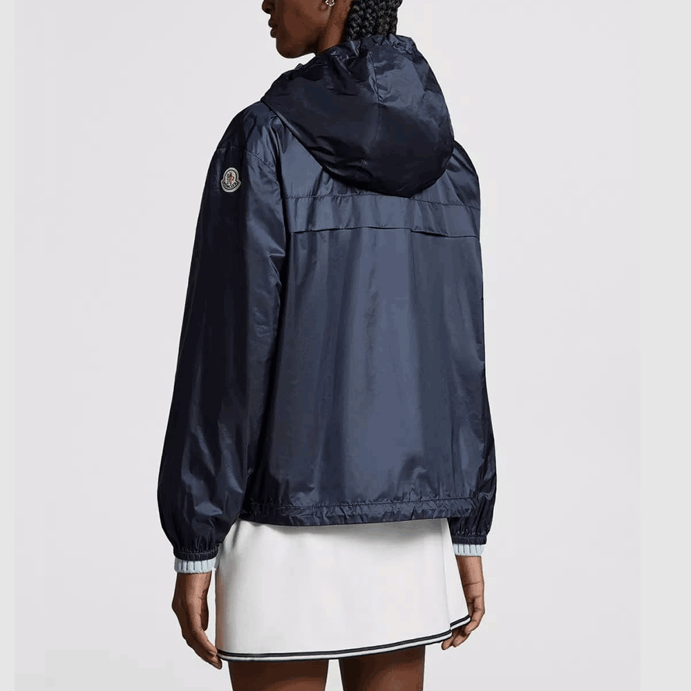 Moncler Women’s Nylon Hooded Windbreaker Jacket Navy