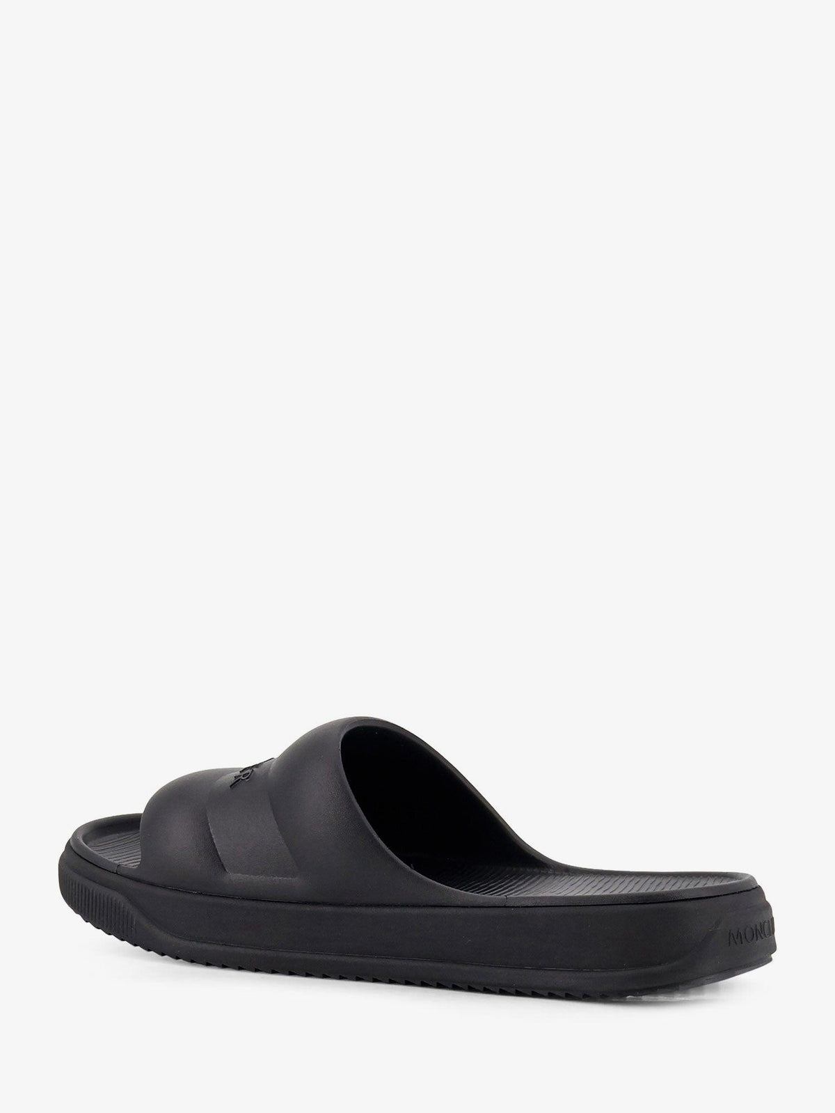 Moncler Black Leather Slide Sandals