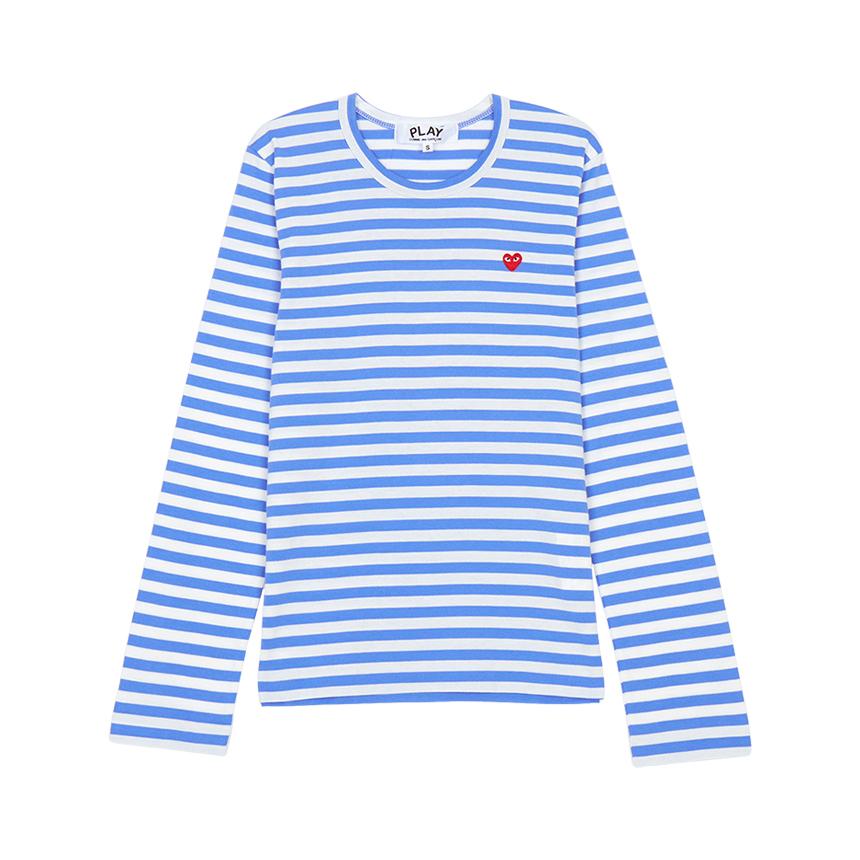 Comme des Garcons Mini Red Heart Stripe Long Sleeve T-Shirt AZ T217 051 1