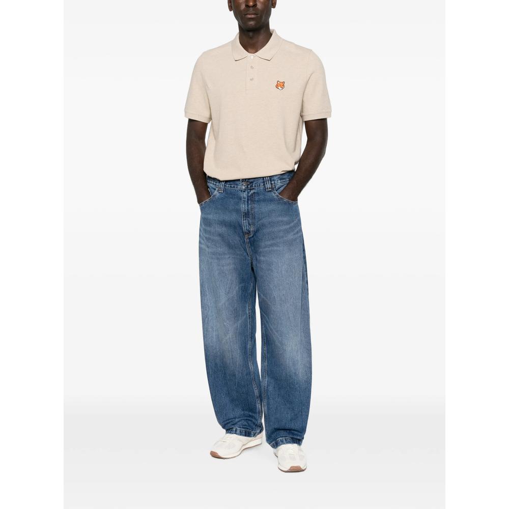 Maison Kitsune Cotton Pique Polo Shirt for Men Navy