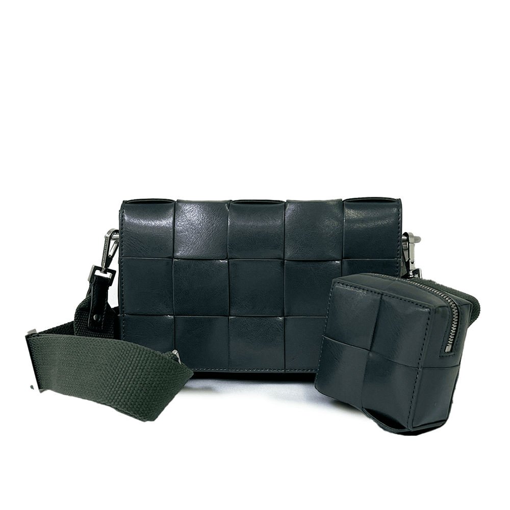 Bottega Veneta Cassette Crossbody Bag Unisex Green Leather Pouch Strap