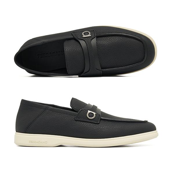Ferragamo Black Leather Men's Loafers