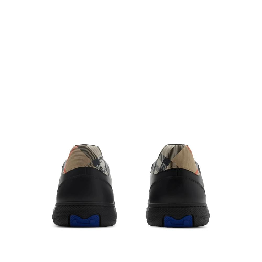 BURBERRY Black Leather Low-Top Sneakers