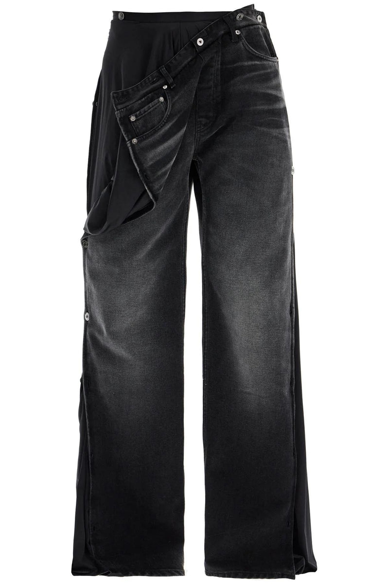 Y PROJECT Collapsed Waist Faded Black Denim Jeans Unisex 107PA007 D15